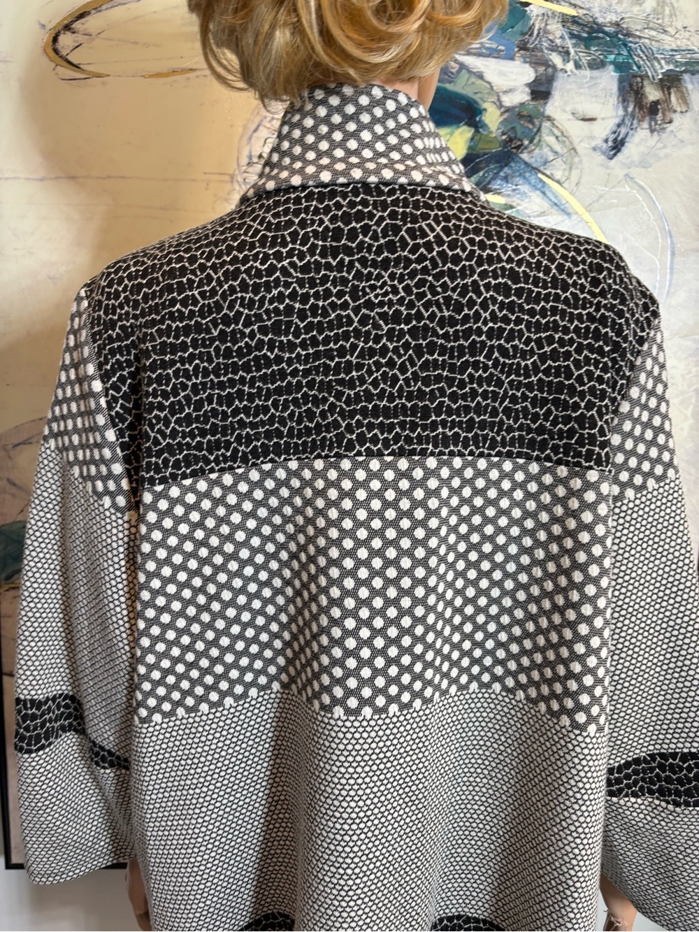 Joseph Ribkoff Black and White Patterned Jacket R1 - Picture 10 of 15